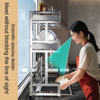 Égouttoir à vaisselle en acier inoxydable à 2 niveaux pour évier, avec porte-couteaux et support pour planche à découper, organisateur d'évier de cuisine