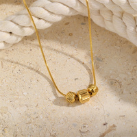 Dainty 18K Minimalisme Trois Boule Charme Perle Jolis Bijoux À La Main Clavicule Clavicule Chaîne pour Femmes