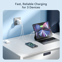 Adaptateur de voyage multi-appareils à charge rapide PD QC3.0 45W 2C1A avec double port Type-C et un port USB-A pour la vente en gros