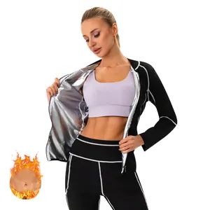 Custom Logo Sauna Suit Women Weight Loss Sweat Suit Boxing Exercise Sweat Sauna Jacket Pants
