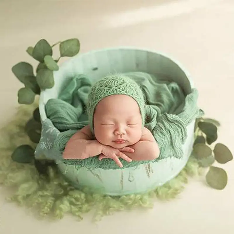 Neonate Photography Prop Wooden Basin Newborn Baby Photoshoot Auxiliary Props Wooden Tub Modeling