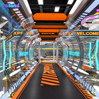 Équipement de centre de jeux pour enfants Thème spatial Orange Centres commerciaux Mur interactif Parcours d'obstacles Blocs souples écologiques
