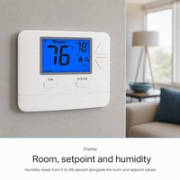 Thermostat intelligent numérique non programmable WIFI STN721W Riseem TUYA pour pompe à chaleur, 2 chauffages, 1 refroidissement