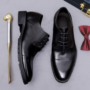 รองเท้าหนังแท้ทรงอิตาเลียนแบบสี่เหลี่ยมผูกเชือก ผลิตด้วยวิธี Goodyear Welted สีแดงไวน์ ทำด้วยมือ รองเท้าเดอร์บี้ รองเท้าทางการสำหรับธุรกิจ - Product Image 2