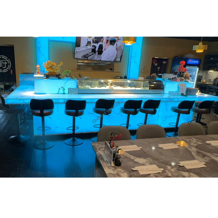 2026 Luminescent Design LED Bar Counter and Chairs Natural Translucent ...