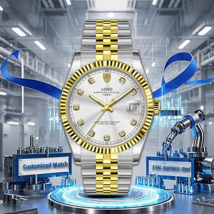 웨스턴 엘레강스 남성용 비즈니스 시계 골드 스테인리스 스틸 밴드 케이스 쿼츠 방수 손목 시계 - Product Image 1