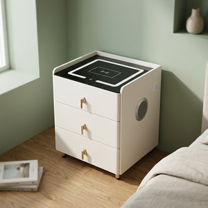<b>Smart</b> <b>Bedside</b> Cabinet Nightstand With Wireless Charging USB Speaker 3 Drawer Modern Bedroom Furniture - Product Image 1