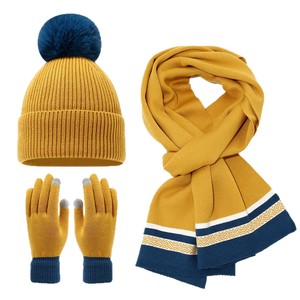 Ski chaud automne Pom Pom tricoté chapeau gants et <span class=keywords><strong>écharpe</strong></span> hiver femmes hiver trois pièces <span class=keywords><strong>ensemble</strong></span> - Product Image 5