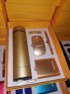 Coffret Cadeau VIP d'Entreprise Personnalisé de Luxe avec Logo, Housse en PU, 100 Feuilles, Power Bank Promotionnel, Stylo USB, Bouteille Isotherme et Souris - Product Image 4