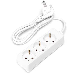 Prolunga elettrica a 3 prese senza interruttore, 1,5 m, 3G, 1,0 mm, bianca - ideale per la connessione di più dispositivi elettrici. - Product Image 1