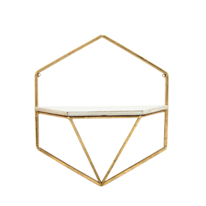 Mensole geometriche da parete in metallo e legno, organizer da appendere per soggiorno, camera da letto, ingresso - Product Image 3