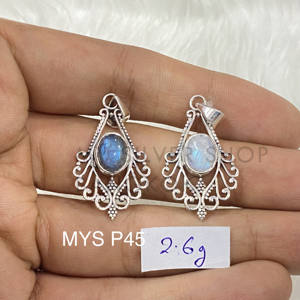 Colgante de piedra lunar artesanal hecho a mano en plata de ley y joyería de plata 925 - Product Image 1