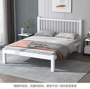 Letto matrimoniale in ferro nordico letto matrimoniale 1.8 metri netti rosso moderno semplice ferro 1.5 letto singolo in ferro rinforzato - Product Image 4