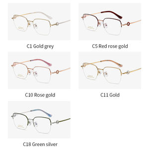 S6008 جديد إطار نظارات من التيتانيوم الخالص مع ترصيع ماسي على الطراز العتيق الأكثر مبيعًا نظارات هالفريم للنساء - Product Image 5