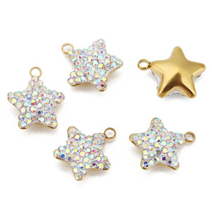 Pendentif étoile en acier inoxydable avec strass, 12 couleurs, accessoire de bijoux DIY - Product Image 3