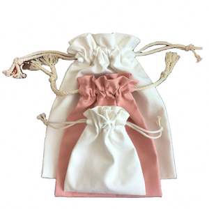 Pochette à bijoux en coton de haute qualité multicolore, sac de calendrier de l'avent en coton, mini sac cadeau en coton avec cordon de serrage - Product Image 1