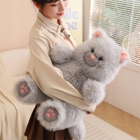 Peluche chat gris et blanc super mignonne, jouet en peluche chaton moelleux, décoration de lit et de canapé, cadeau d'anniversaire confortable pour bébé, coton PP