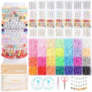 Juego de Cuentas de Arcilla Pizooro, 6440 Piezas, Kit de Fabricación de Joyería DIY, Cuentas Redondas de Polímero para Pulseras de la Amistad - Product Image 5