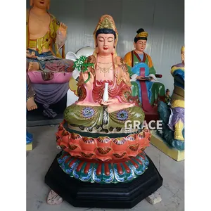 Escultura de resina de gran tamaño, estatua de Guanyin de fibra de vidrio, elegante, sentado