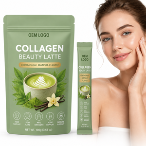 Colágeno Hidrolizado en Polvo Certificado GMP, Fabricante OEM B2B, para Mujeres, con Ácido Hialurónico, Biotina, Tipos I y III, Matcha - Product Image 1