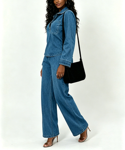 Ensemble 2 pièces en <span class=keywords><strong>jean</strong></span> pour <span class=keywords><strong>femme</strong></span> : veste courte à manches longues et <span class=keywords><strong>jean</strong></span> taille haute – Vêtements pour <span class=keywords><strong>femme</strong></span> – Vente en gros pour fabricants - Product Image 2