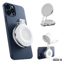 TELESIN lampu Ring Selfie Mini isi ulang 3 mode dapat disesuaikan Flip 180 ° dengan cermin bawaan dan dudukan ponsel magnetik