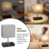 Lampe de chevet multifonctionnelle avec ports de charge USB A+C, support pour téléphone, lampe de table entièrement réglable en intensité pour chambre à coucher, bureau, décoration de la maison