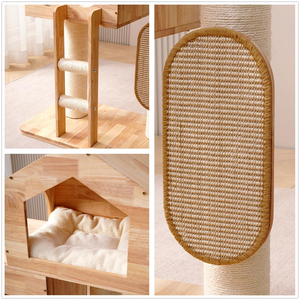 Modern Real Solid Rubber Wood Large <strong>Cat</strong> Tree House Castle <strong>Big</strong> Enclosed Bed House Condo Scratcher Ladder for Multiple <strong>Cats</strong> - Product Image 5
