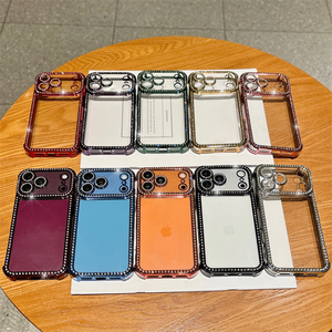 เคสโทรศัพท์ใสขอบชุบกลิตเตอร์เพชรไรน์สโตน สำหรับ iPhone 18 17 Air 16 15 14 Pro Max Plus  วัสดุ TPU นิ่มแบบใส - Product Image 1