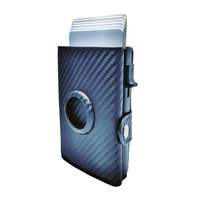 Cartera Trifold de Fibra de Carbono para Hombre, con Bloqueo RFID, Ventana para Identificación, Bolsillo con Cremallera para Monedas y Compartimento para Billetes