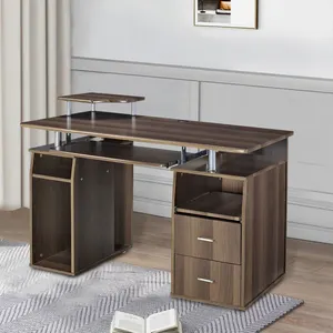 Wooden Computer PC Work Desk Station Home Office Furniture Factory Price Wholesale Wood Multi Function Corner Table with Drawer