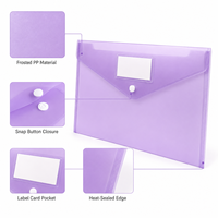 Porte-documents A4 personnalisé en PP translucide violet avec bouton-pression, étui imperméable pour documents, fabricant OEM ODM pour écoles et bureaux