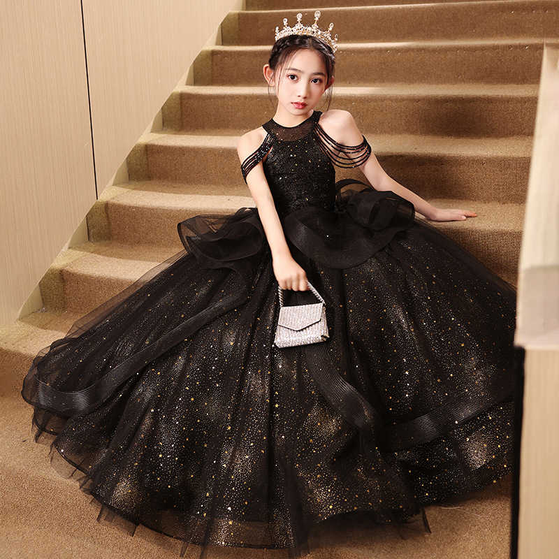 strapless open back dress Elegant Baby Girls Black Strapless Tulle Ball Gown Toddler Princess D –  marryshe main image 0