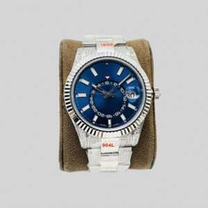 Montre à double fuseau horaire en moissanite, automatique et mécanique, pour homme, de luxe, lumineuse, pour les affaires - Product Image 1