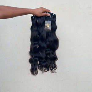 Lâche vague profonde brut temple cambodgien cheveux humains cheveux raides armure faisceaux avec fermeture fournisseurs de cheveux indiens - Product Image 1