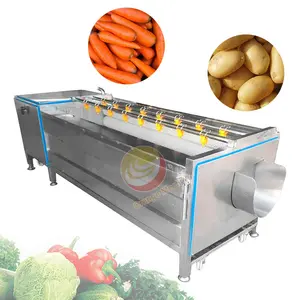 Mejor venta comercial cebolla yuca zanahoria jengibre lavadora equipo de lavado de frutas y verduras máquina de lavado y pelado de patatas