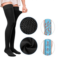 Bas de compression de classe 2, 23-32 mmHg, hauteur cuisse, sans couture, respirants, en nylon, avec bande à pois en silicone
