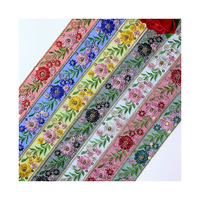 LEIXUSI 4cm Bordure en dentelle brodée ethnique, paillettes multicolores pour robe de mariée, costume Dai, accessoires DIY