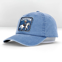 Casquette de baseball 6 panneaux en jean délavé avec logo personnalisé brodé en 3D, visière incurvée, style décontracté et sportif pour homme