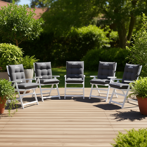 Juego de 6 cojines antracita para silla con respaldo bajo, para soporte lumbar y comodidad en el asiento, almohadas acolchadas de tela extraíbles y lavables - Product Image 2