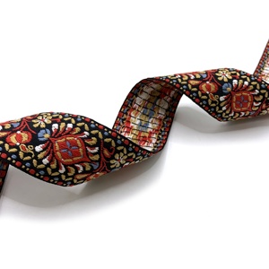 Nhà máy tùy chỉnh 5cm màu đỏ Polyester <span class=keywords><strong>jacquard</strong></span> vải có thể tái chế tinh tế phong cách dân tộc mô hình - Product Image 5