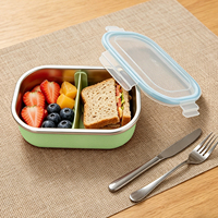 Boîte à lunch bento en plastique PP sans BPA, 2 compartiments, étanche, réutilisable, portable, empilable, pour l'école, la cuisine