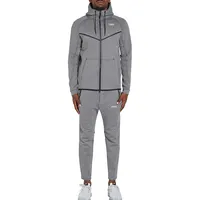 Benutzer definierte Logo Full Zip Up Hoodies Männer Polyester Tech Fleece zweiteilig Sportswear Jogger Trainings anzüge Herren Trainings anzug