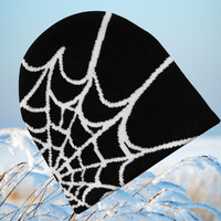 Gorro de Punto con Patrón de Telaraña Estilo Y2K, Multicolor, Acrílico, Cálido, Unisex, Estilo Hip Hop, Personalizable