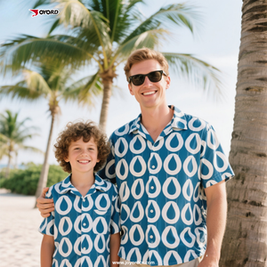 定制图案设计休闲纽扣夏威夷衬衫人造丝保龄球纽扣男式因果衬衫 - Product Image 1