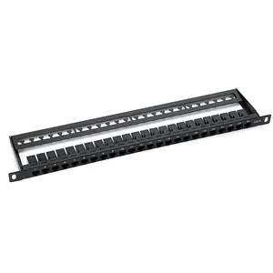 0.5U düz dağıtım çerçevesi RJ45 CAT6 Keystone Jack Patch Panel 24 Port