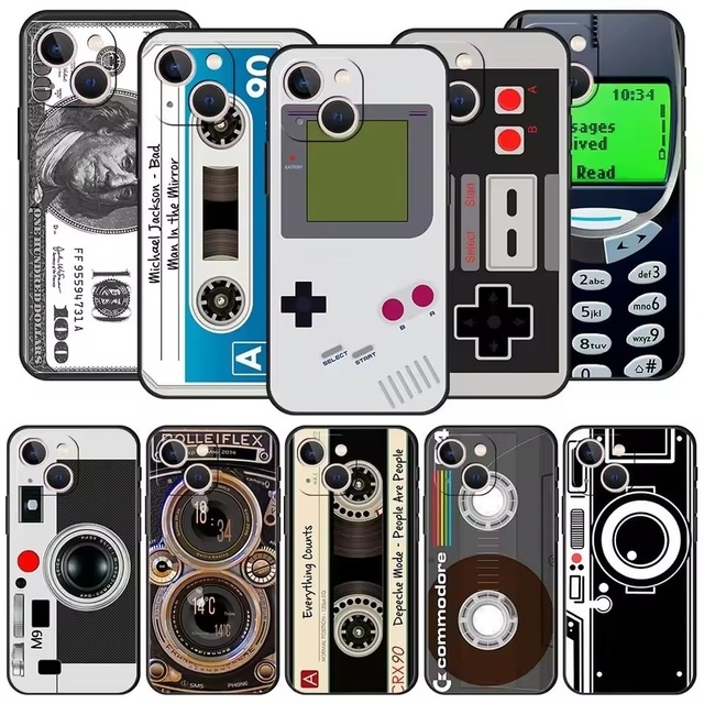 Retro Mobile Pattern Phone Case for iPhone 18 17 16 15 11 12 14 13 Pro Max Mini X XS XR 7 Plus 16E Air Shockproof Silicone Cover