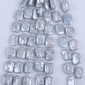 Perles d'eau douce rectangulaires baroques plaquées grises naturelles en gros, 18 cm 14-16 mm, perles en vrac pour bracelet DIY - Product Image 3