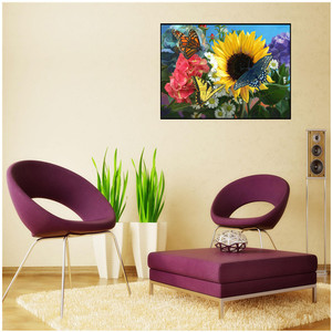 Peinture de diamant en cristal 5D, décoration de maison, point de croix, tournesol papillon, à faire soi-même, vente en gros, - Product Image 3