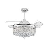 Ventilateur de plafond LED en acrylique DC de style européen-américain de luxe personnalisé avec télécommande 220V pour salon/salle à manger/chambre/étude/restaurant